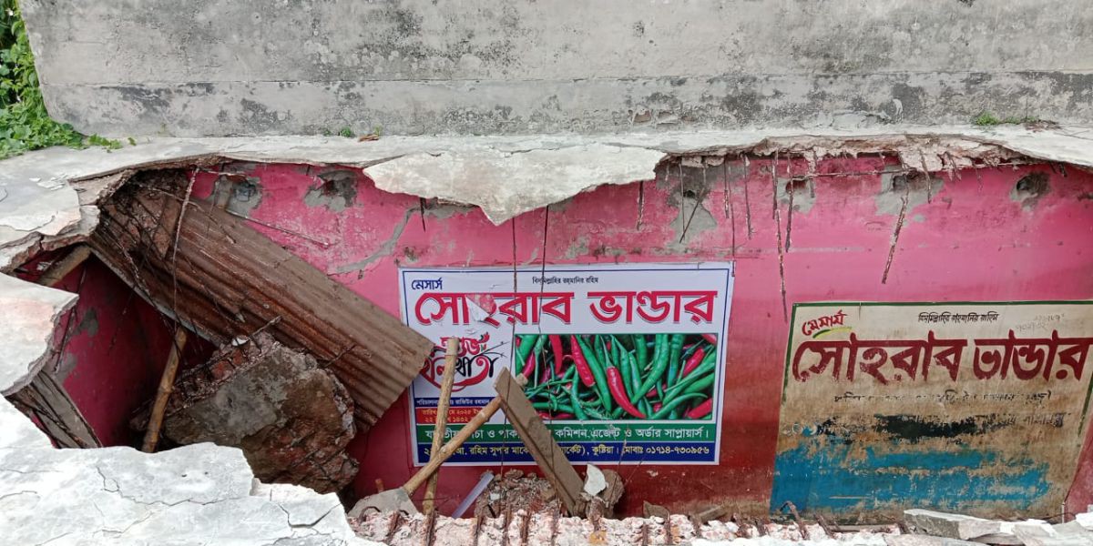 কুষ্টিয়ায় ধ্বসে পড়ল পৌর মার্কেটের ছাদ, প্রাণে রক্ষা পেল ব্যবসায়ী..