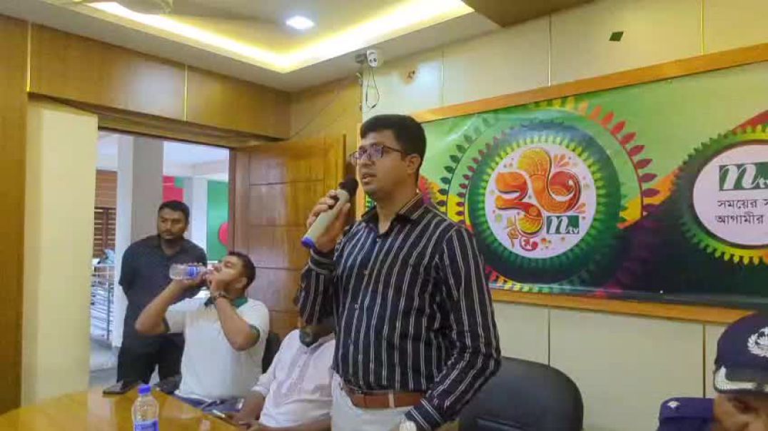 এনটিভির প্রতিষ্ঠাবার্ষিকী উপলক্ষে বক্তব্য রাখছেন কসবা উপজেলা নির্বাহী কর্মকর্তা