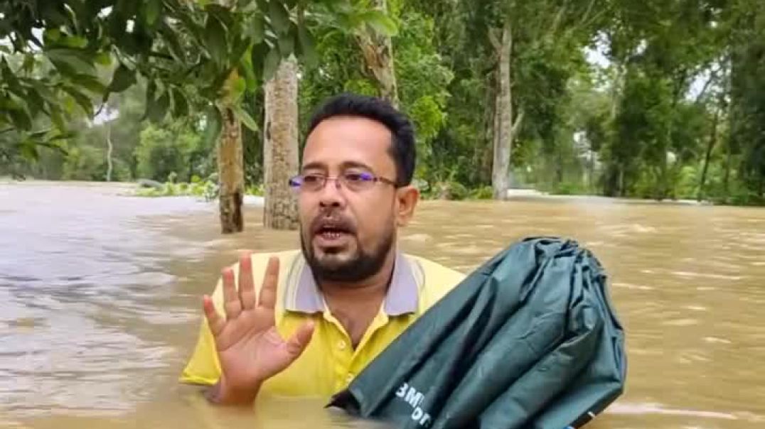 ⁣ফেনীর পরশুরামে ভারতীয় পাহাড়ি বন্যা/র পানি বর্তমানে সাতকুচিয়া প্লাবিত বেশি, শুকনো খাবারের অভাব দুপুর