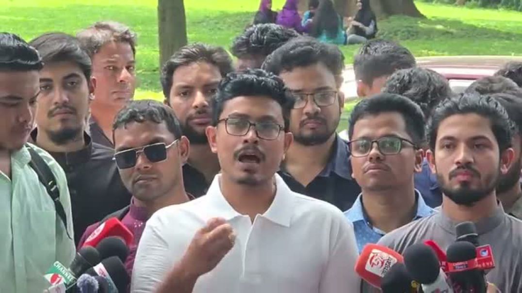 কথা বলছেন ডাকসুতে শিবিরের ভিপি প্রার্থী সাদিক কায়েম