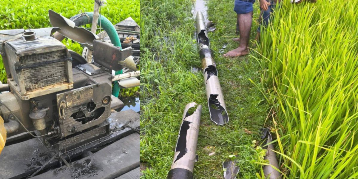 ড্রেজার মেশিন ও পাইব বিনষ্ট করলো ইউনো মহোদয়