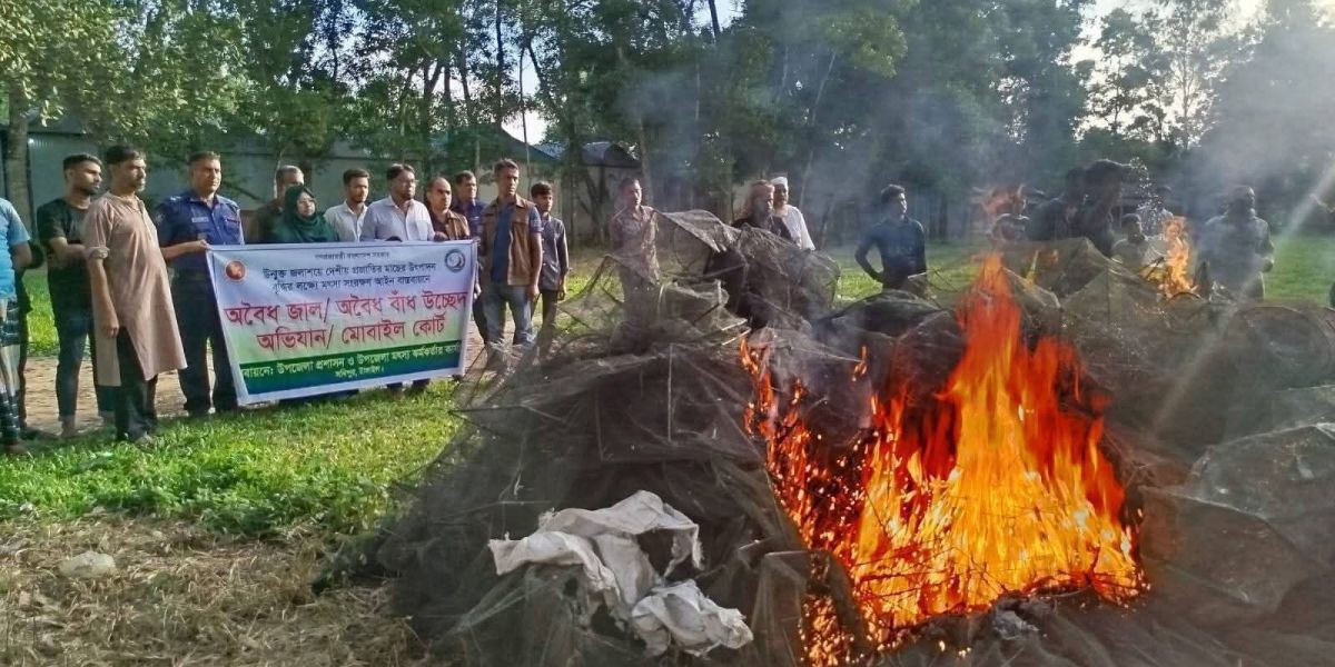 চায়না জাল আটক করে দিলো আগুনে