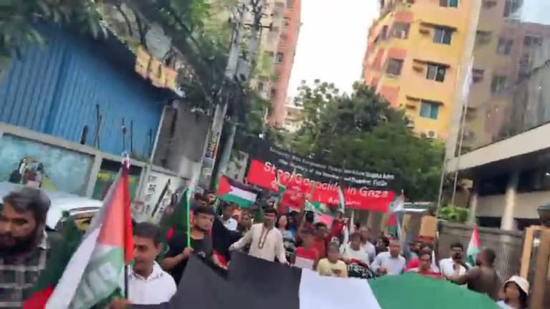 ⁣গাজায় গণহত্যা বন্ধের দাবিতে গণসংহতি আন্দোলনের মিছিল