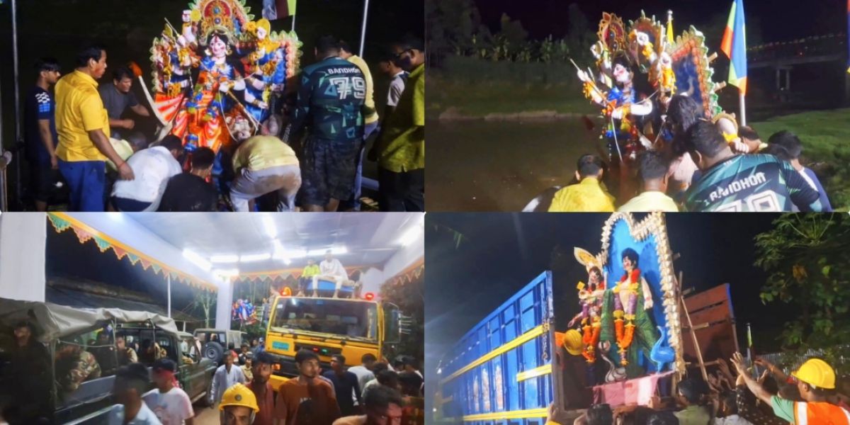 জয়পুরহাটে প্রতিমা বিসর্জনের মধ্য দিয়ে শেষ হলো দুর্গোৎসব..
