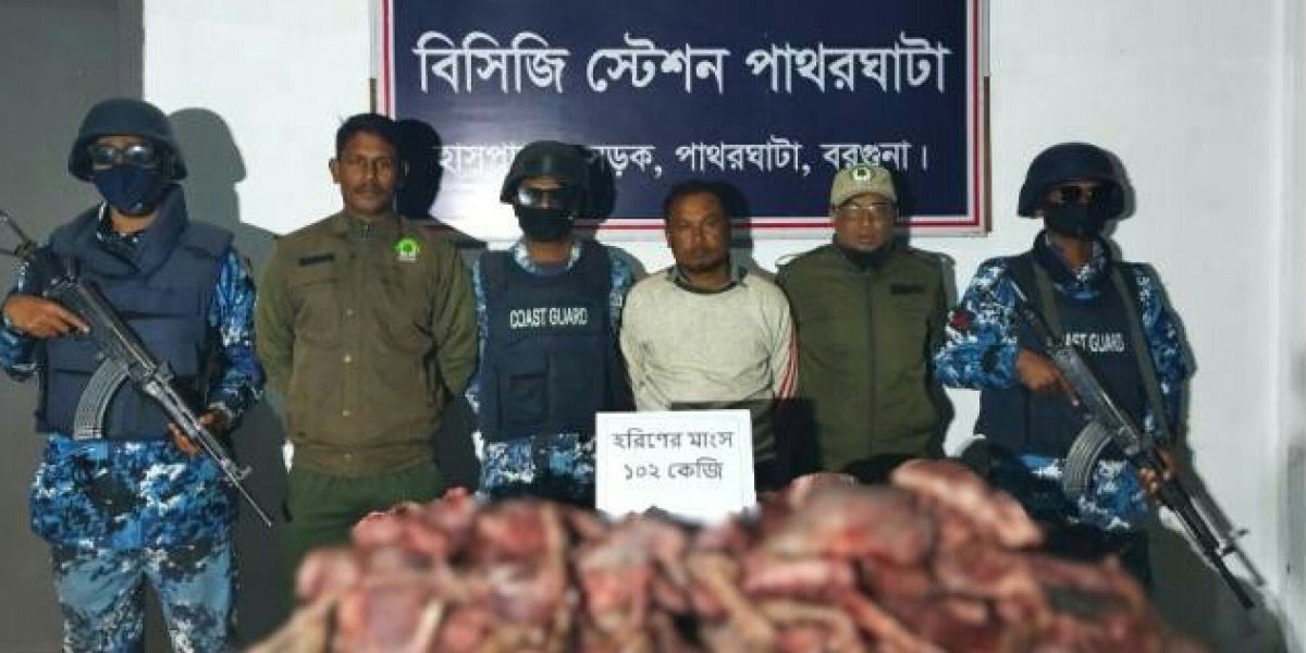 পাথরঘাটায় ১০২ কেজি হরিণের মাংসসহ আটক ১