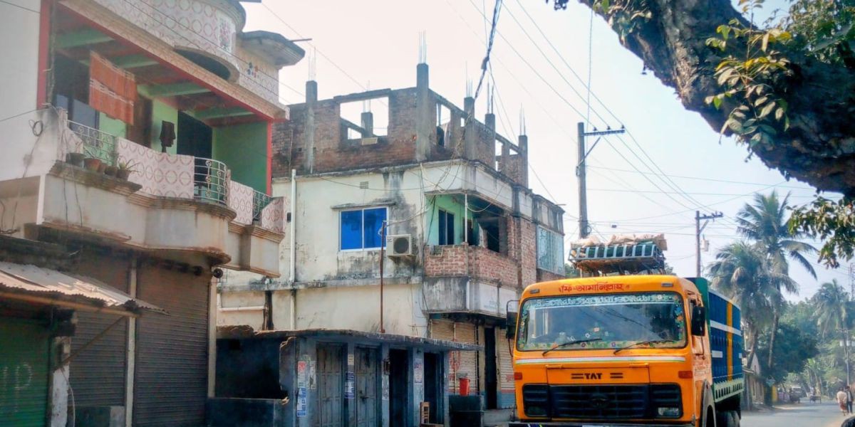 স্কুলের সামনে হেলে পড়া গাছ, আতঙ্কে শিক্ষার্থী ও চালকরা
