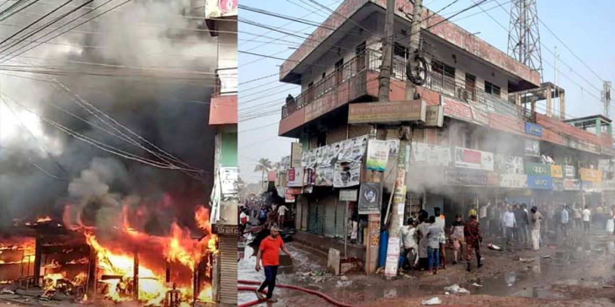ঈশ্বরগঞ্জে ভয়াবহ অগ্নিকাণ্ডে ১০ দোকান পুড়ে ছাই
